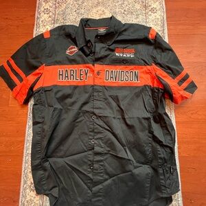 Harley-Davidson Men's Black and Orange Shirt